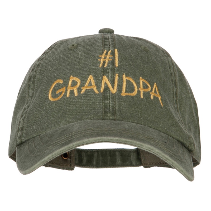 Number 1 Grandpa Embroidered Big Size Washed Cap Olive XL-3XL