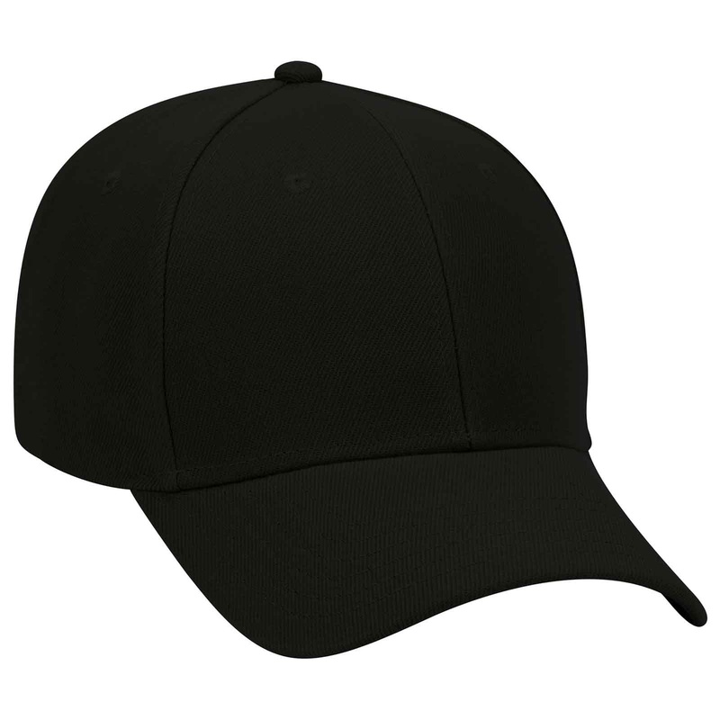 Otto 6 Panel Low Profile Baseball Cap, Alternative Wool Twill – 19-609 Black