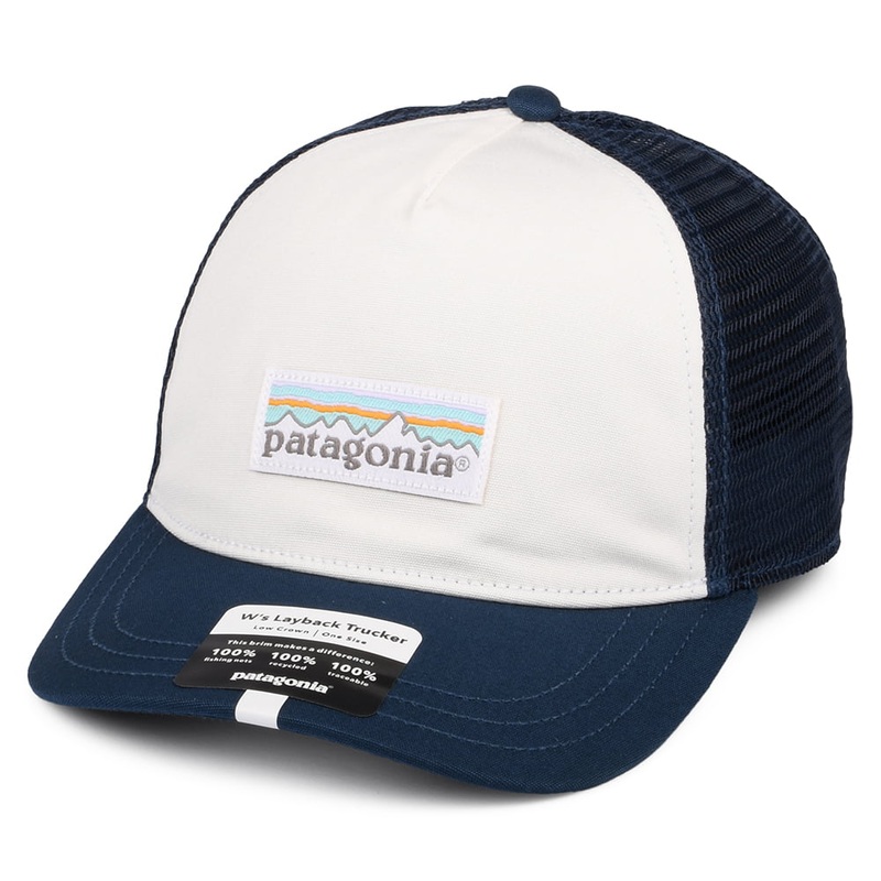Patagonia Hats Womens Pastel P-6 Label Layback Trucker Cap – White-Blue Adjustable