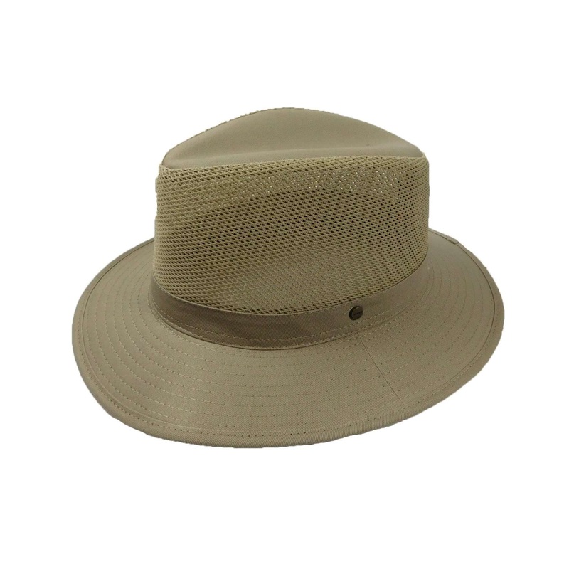 Stetson Cotton Safari Hat with Mesh Crown Khaki M