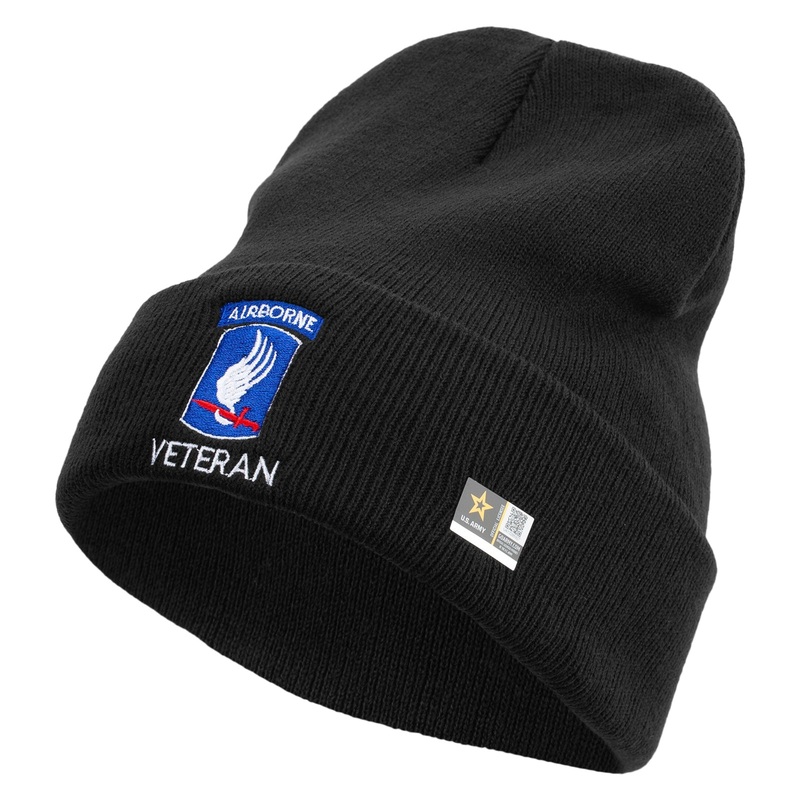 173rd Airborne Brigade Combat Team Veteran Embroidered 12 Inch Long Knitted Beanie Black One Size