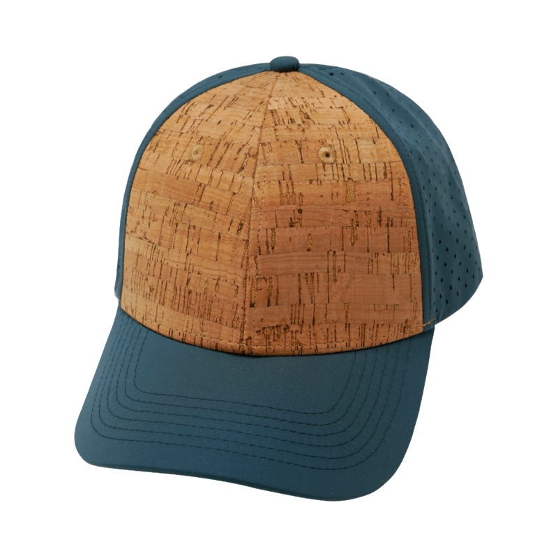 Blank – 6 Panel – Shallow Fit – Cork – Teal (Unisex) – Laser Mesh