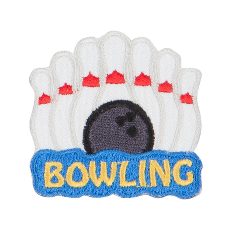 Bowling Pins Embroidered Patches White One Size