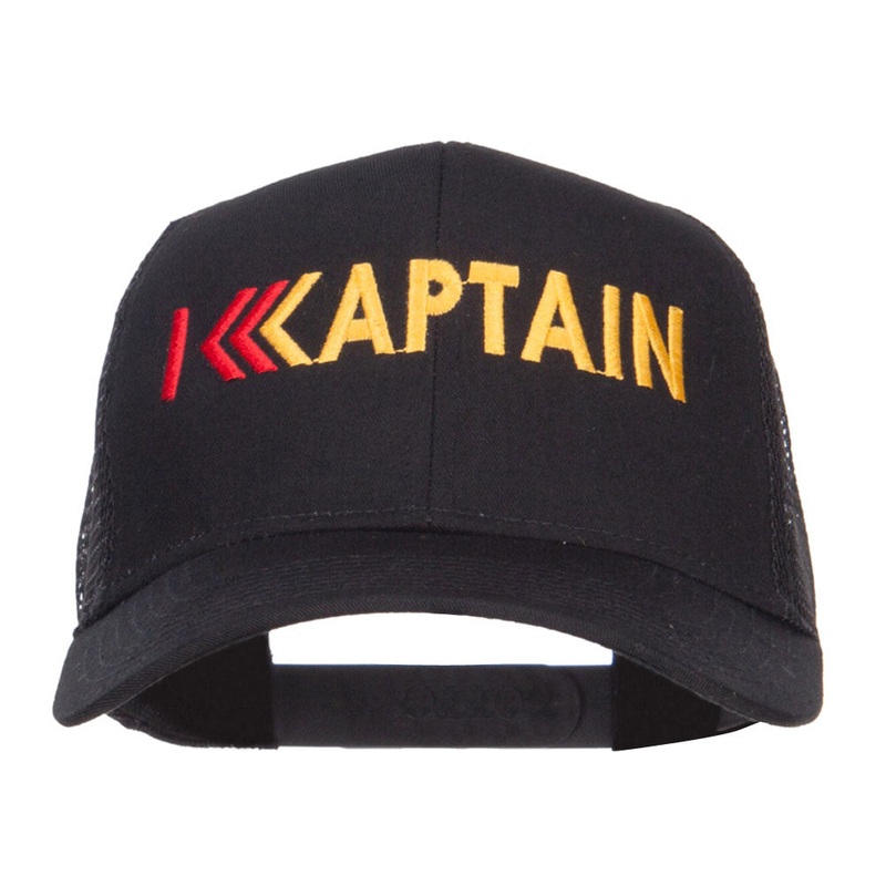 Captain Rank Logo Embroidered Mesh Cap Black One Size