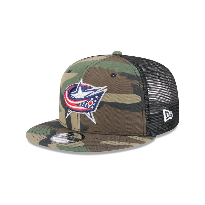 Columbus Blue Jackets Camo 9FIFTY Trucker Hat One Size
