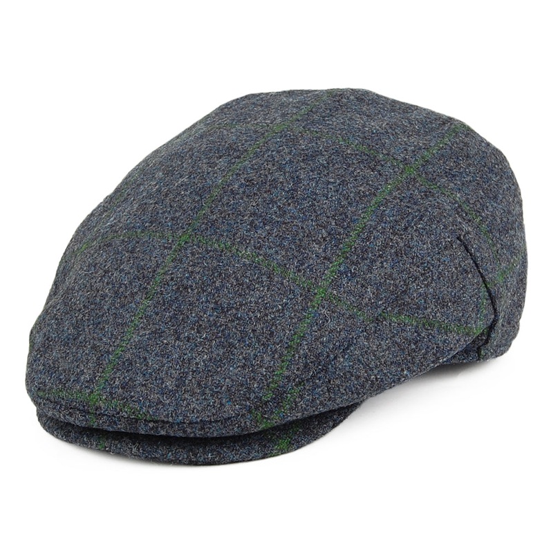 Failsworth Hats Windowpane Waterproof Flat Cap – Blue-Moss 55