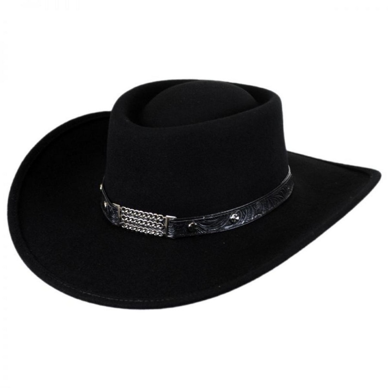 Little Joe Wool Felt Gambler Western Hat BLACK XS