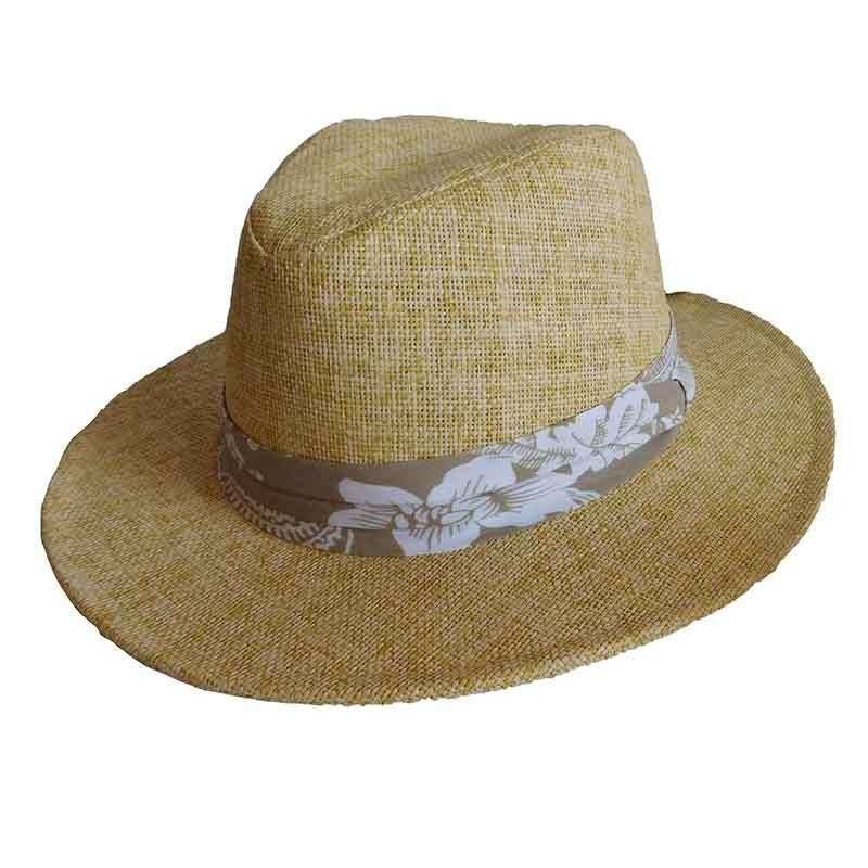 Matte Toyo Safari Hat with Tropical Band – ST Hats Natural Small/Medium