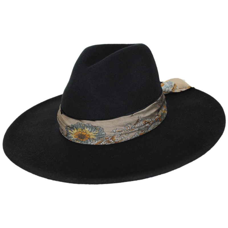Rocca Wool Felt Fedora Hat BLACK ONE SIZE FITS MOST