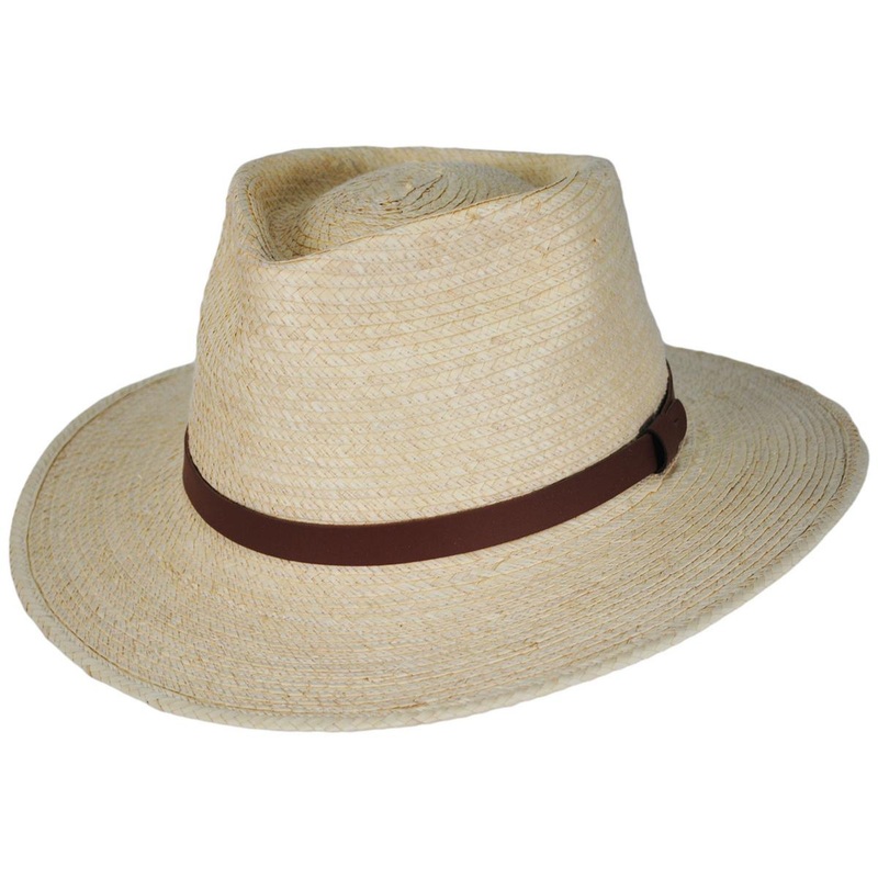 Teardrop Guatemalan Palm Leaf Straw Fedora Hat NATURAL 6 7/8