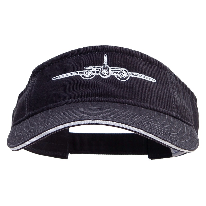US Aircraft Embroidered Pro Style Cotton Twill Washed Visor Navy White One Size