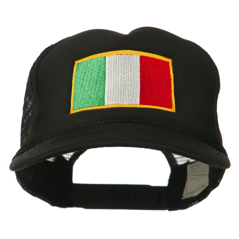 Youth Italy Flag Embroidered Foam Mesh Back Cap Black One Size