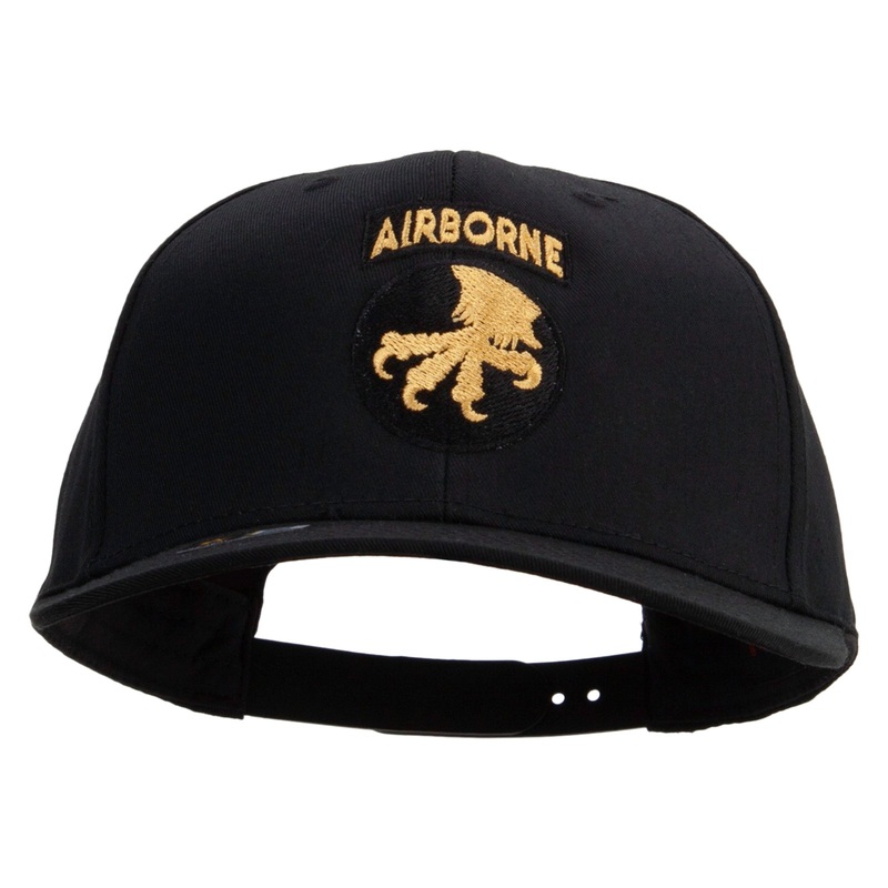 17th Airborne Division Embroidered Solid Cotton Twill Pro Style Cap Black One Size