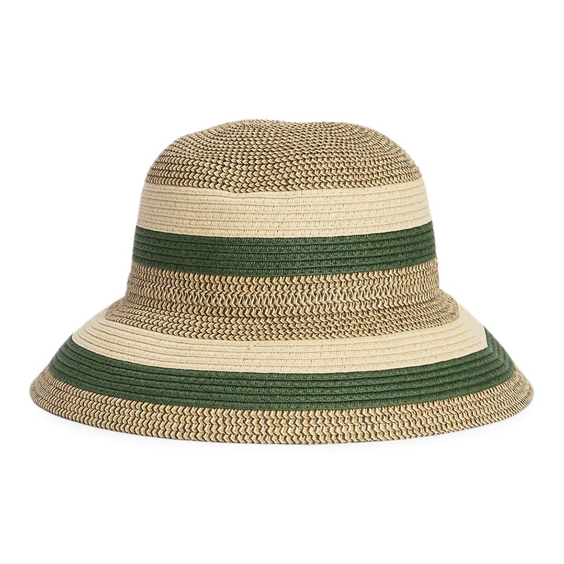 Barbour Hats Daphne Striped Summer Cloche – Olive-Sand S