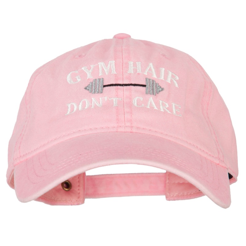 Gym Hair Don’t Care Embroidered Washed Cotton Twill Cap Pink One Size