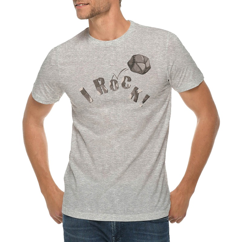 I Rock Graphic Design Ring Spun Combed Cotton Short Sleeve Deluxe Jersey T-Shirt Heather Grey XS