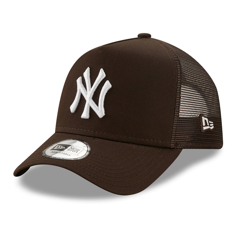 New Era 9FORTY New York Yankees A-Frame Trucker Cap – MLB League Essential – Dark Brown-White Adjustable