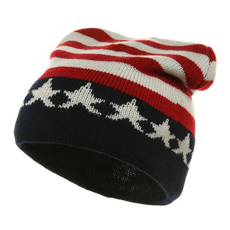 Printed Beanie USA Flag USA Flag One Size