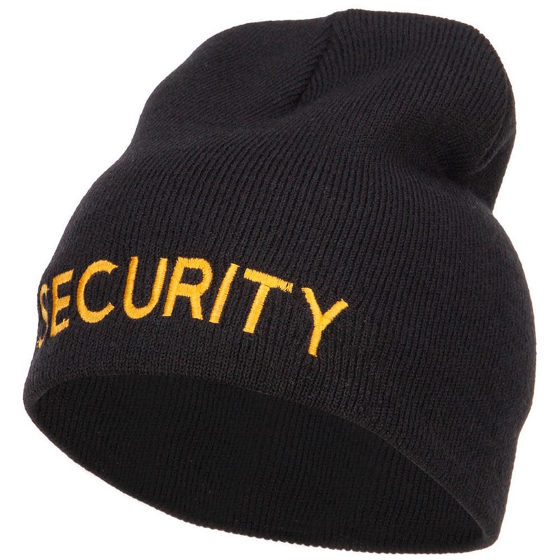 Security Embroidered Short Beanie Black One Size