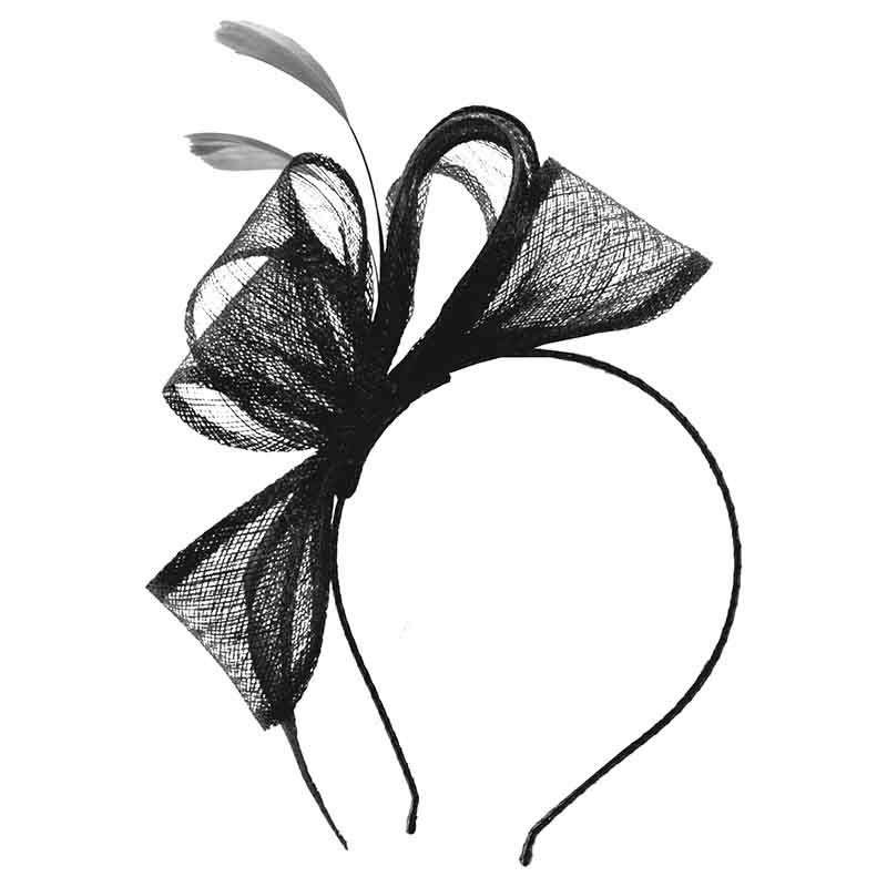 Sinamay Bow Fascinator with Feathers – Scala Hats Black