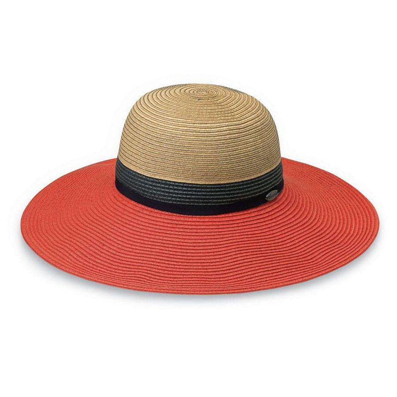 St. Tropez Large Brim Sun Hat – Wallaroo Hats Red Orange M/L (58 cm)