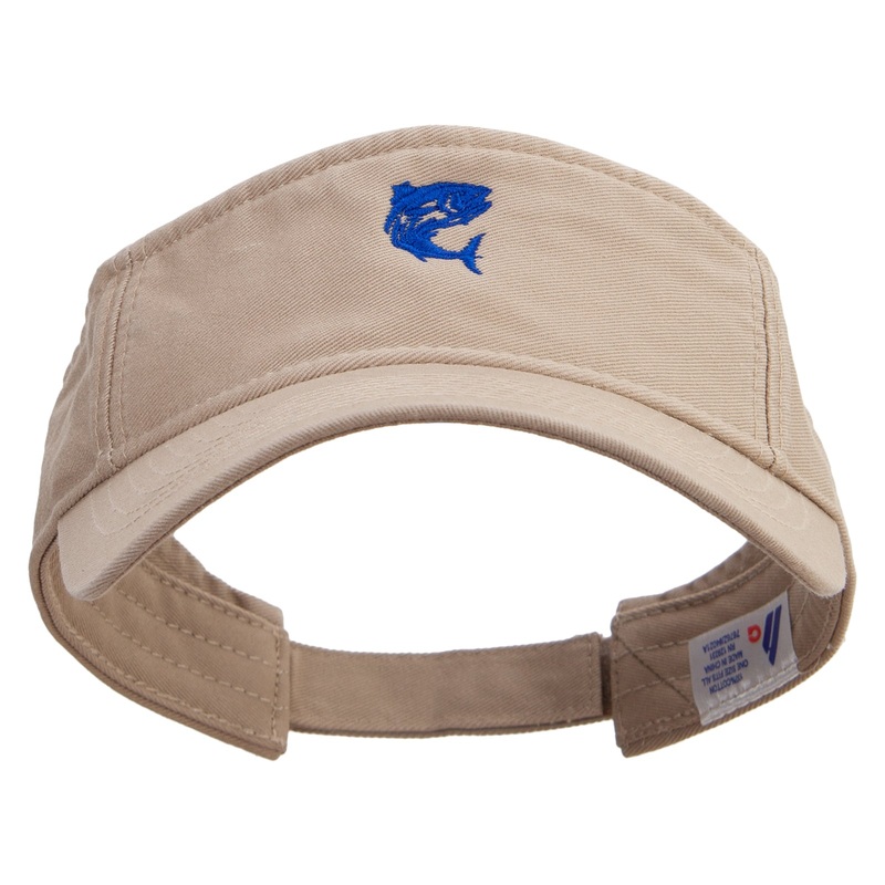 Tuna Jumping Silhouette Embroidered Prostyle Cotton Twill Washed Visor Khaki One Size