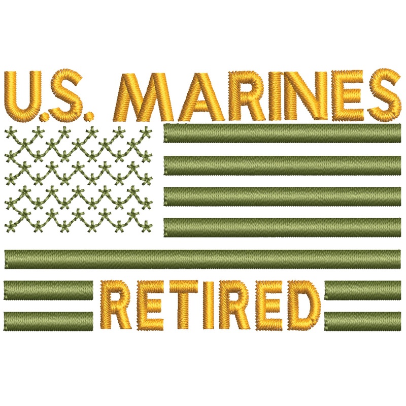 US Marines Retired Flag Logo US Marines Retired Flag Logo One Size