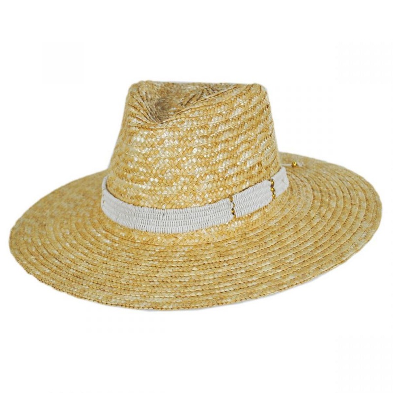 Alessia Milan Straw Fedora Hat NATURAL/WHITE ONE SIZE FITS MOST