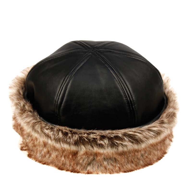 Faux Leather and Fur Pillbox Hat – Angela & William Black Large