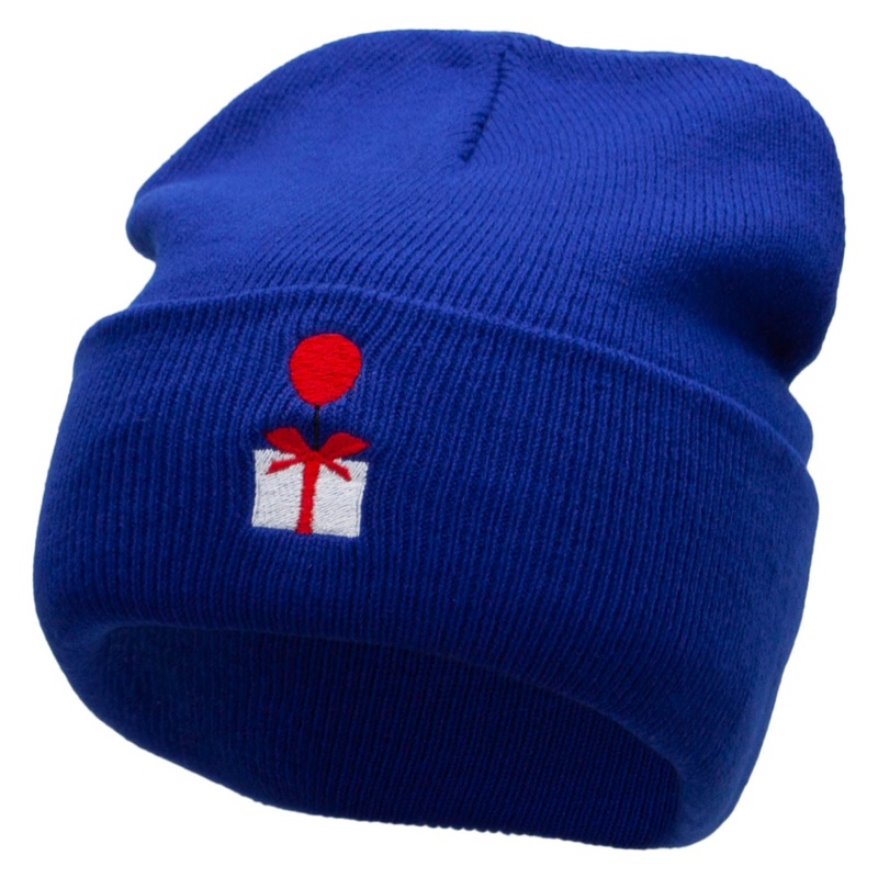 Floating Gift Embroidered 12 Inch Long Knitted Beanie Royal One Size