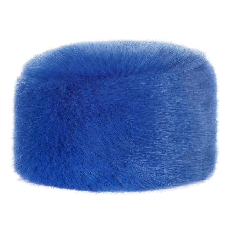 Helen Moore Womens Faux Fur Winter Pillbox Hat – Royal Blue Small/Medium