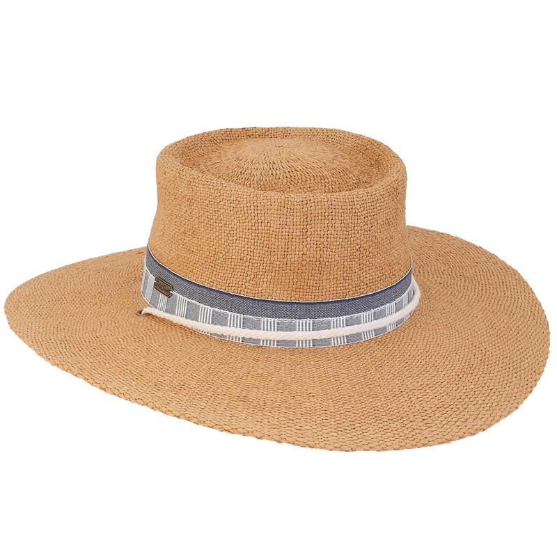Josephine Bangkok Straw Gaucho Hat with Chin Strap – Sun ‘N’ Sand Hats Toast Medium (57 cm)