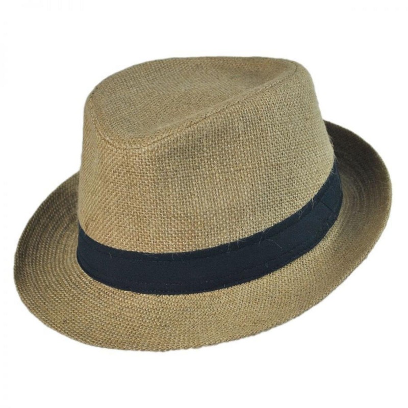 Jute Fabric C-Crown Trilby Fedora Hat TAN S