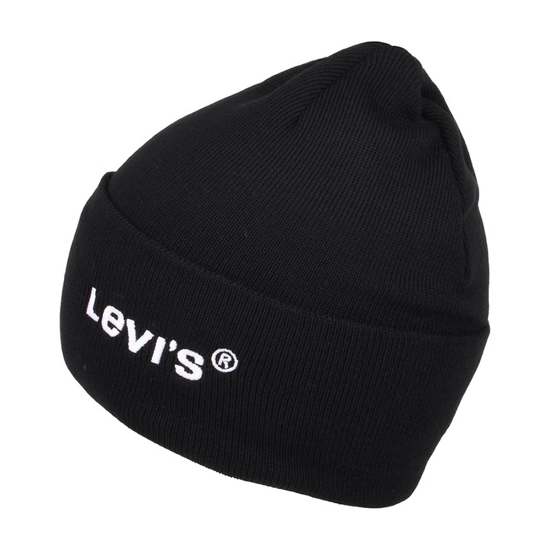 Levi’s Hats Wordmark Recycled Cuffed Beanie Hat – Black 1-Size