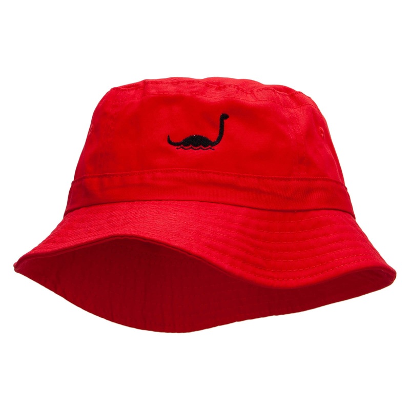 Loch Ness Monster Embroidered Bucket Hat Red One Size