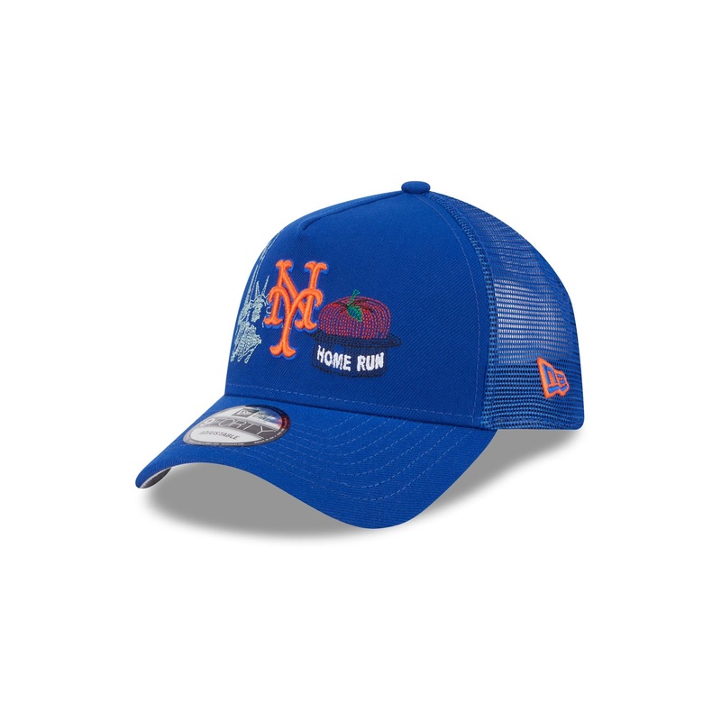 New York Mets State Stitch 9FORTY A-Frame Trucker Hat One Size