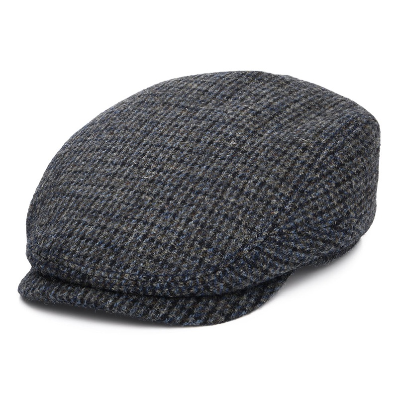 Stetson Hats HARRIS TWEED Brayton Driver Flat Cap – Grey-Blue S