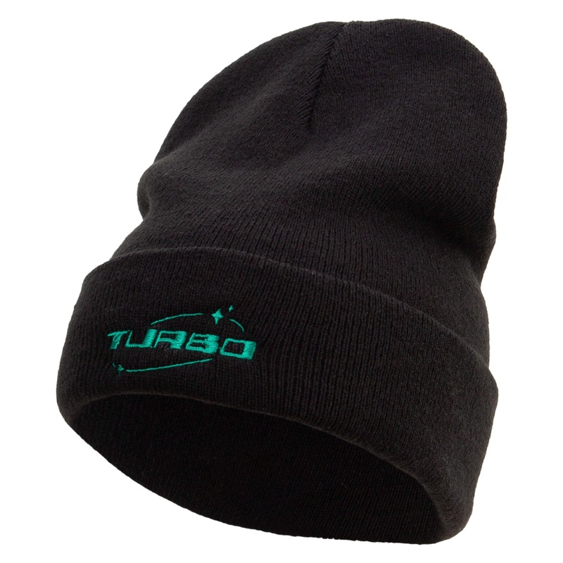 Turbo Embroidered Big Size Acrylic Long Beanies Black XL-3XL