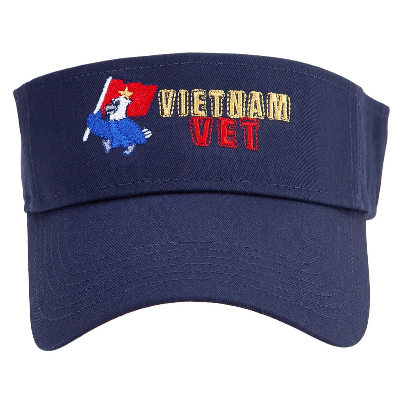 Vietnam Vet Embroidered Cotton Twill Sun Visor Navy One Size