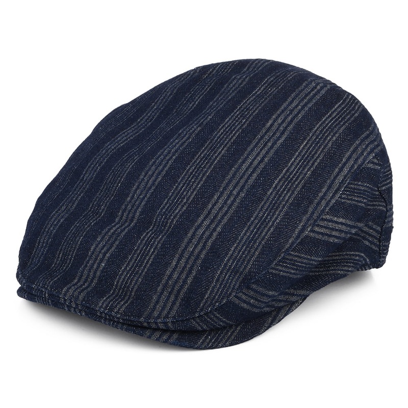Bailey Hats Gulick Striped Cotton Flat Cap – Dark Denim S