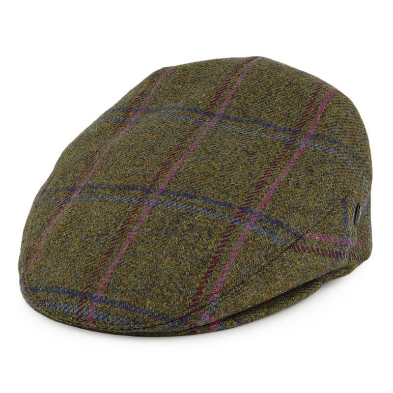 City Sport Saxony Windowpane British Wool Flat Cap – Moss 55