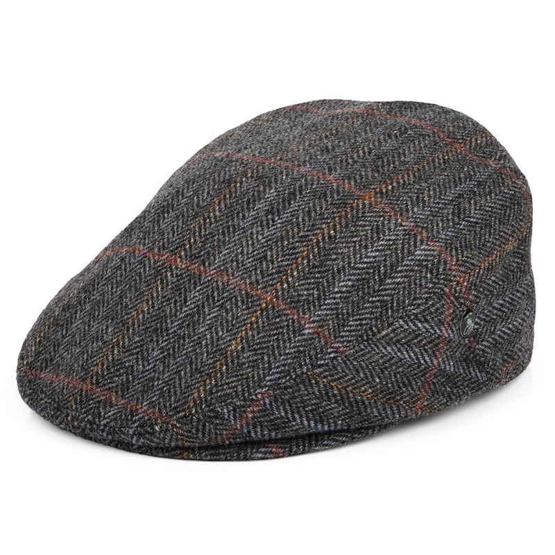 City Sport Windowpane Herringbone Virgin Wool Flat Cap – Grey-Multi 55