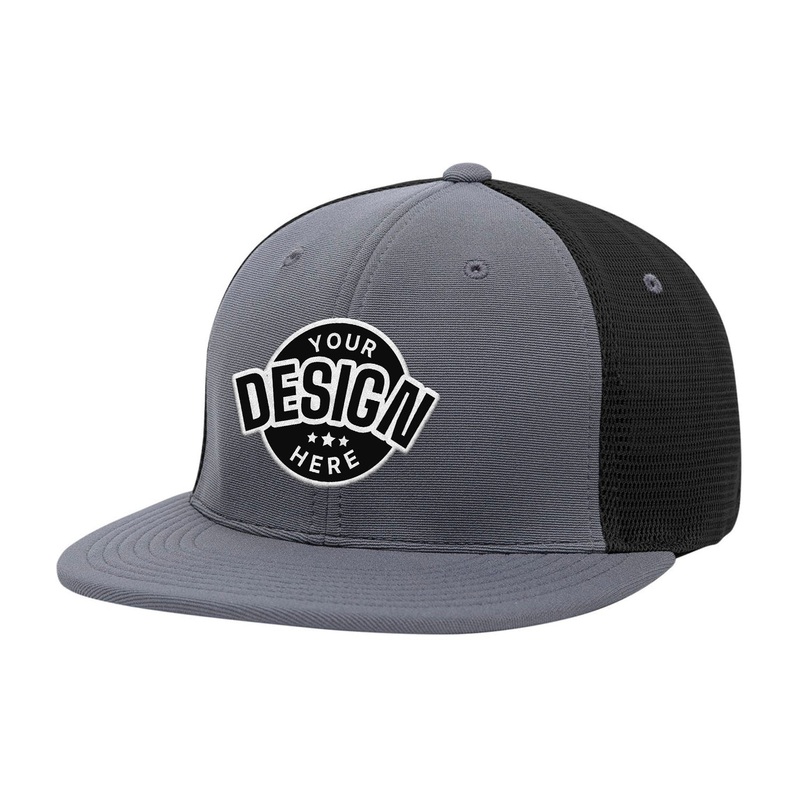 Custom Embroidered Pacific Headwear ES341 Premium M2 Performance Trucker Flexfit Cap Graphite/Black/Graphite XS