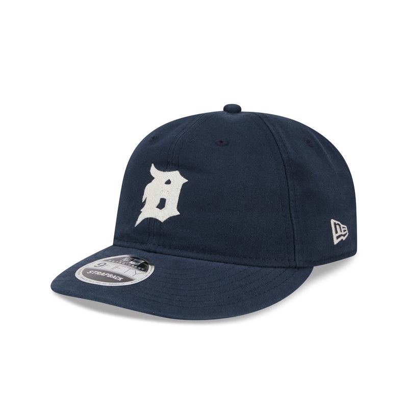 Detroit Tigers Canvas Felt Retro Crown 9FIFTY Strapback Hat One Size