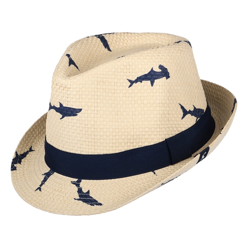 Joules Hats Kids Printed Sharks Straw Trilby Hat – Natural Age 4-7 Years