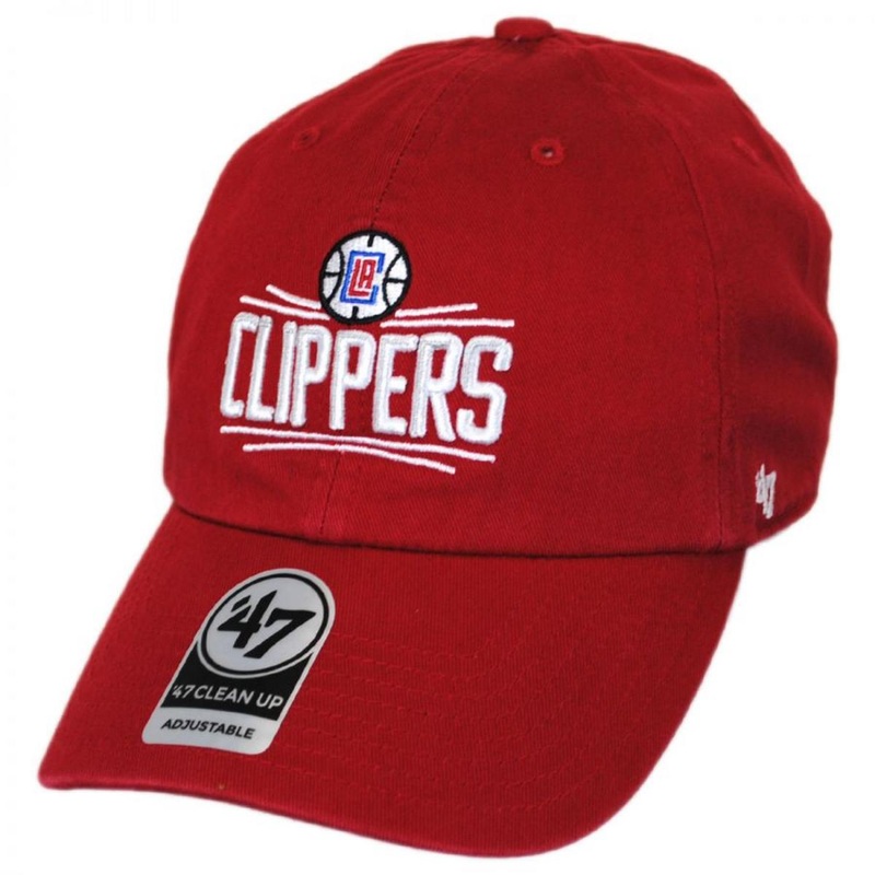 Los Angeles Clippers NBA Clean Up Strapback Baseball Cap Dad Hat RED/WHITE ADJUSTABLE