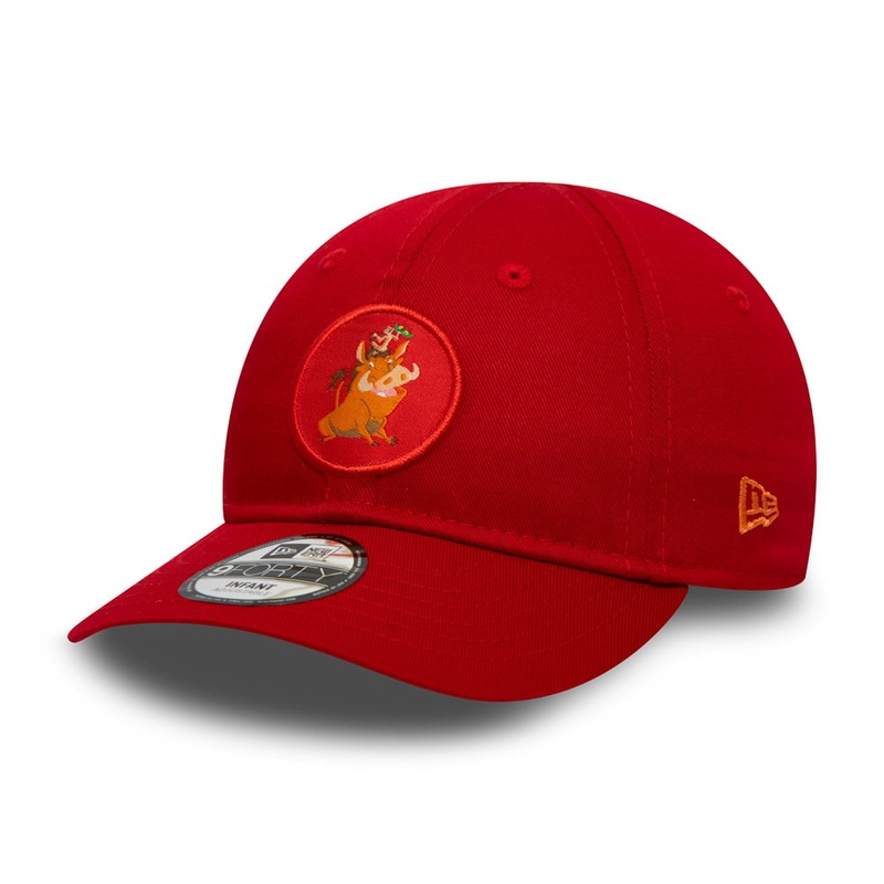New Era Baby 9FORTY Timon and Pumbaa Baseball Cap – Disney Lion King Logo – Scarlet Infant 1-Size