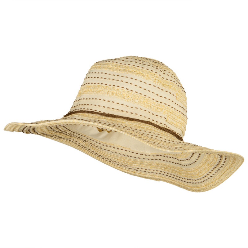 Paper Braid Stitching Sun Hat Natural One Size