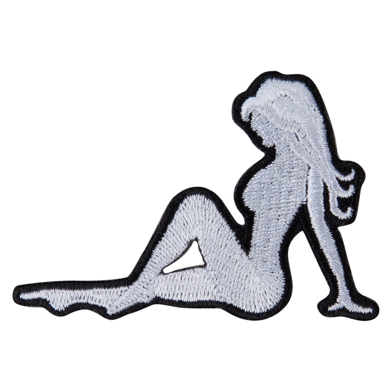 Sexy Embroidered Trucker Mudflap Girl Patch White Black One Size