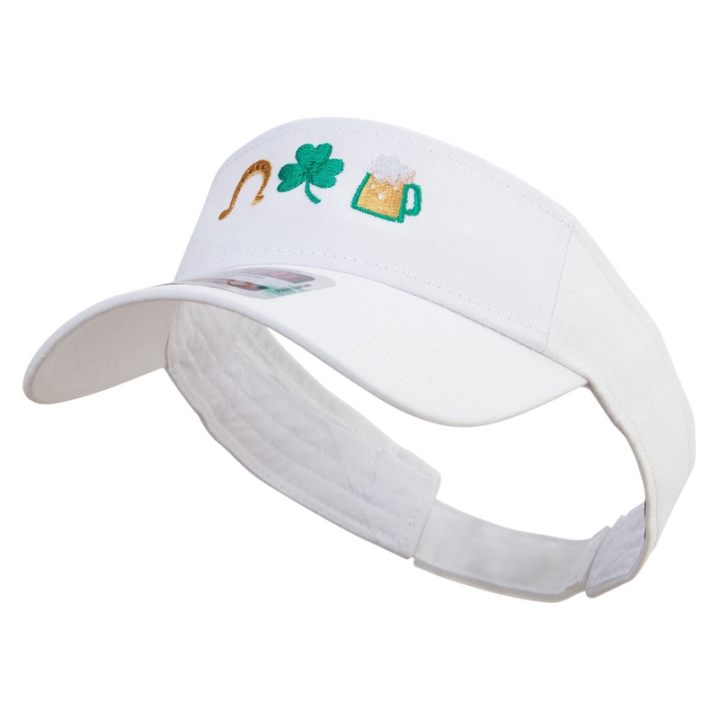 St. Patrick’s Trio Embroidered Cotton Twill Sun Visor White One Size